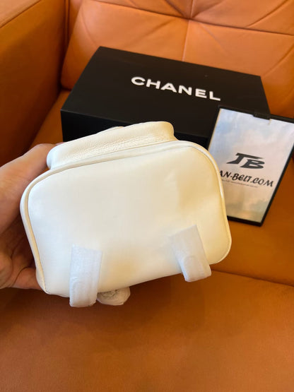 Chanel grained calfskin backpack white