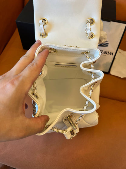 Chanel grained calfskin backpack white