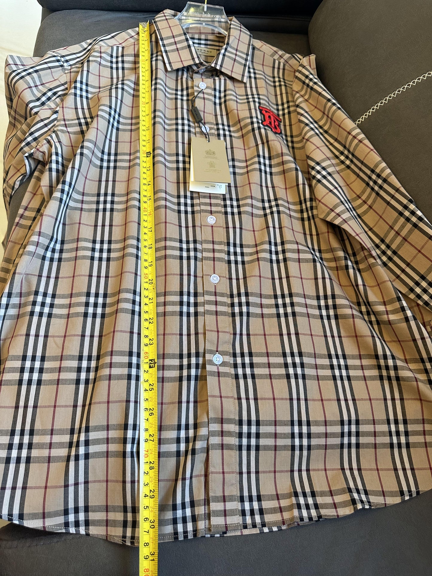 Burberry classic check shirt with red "TB" monogram