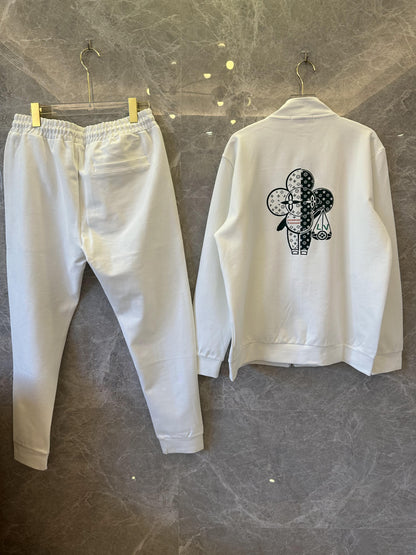 Louis Vuitton clover embroidered zip-up tracksuit set