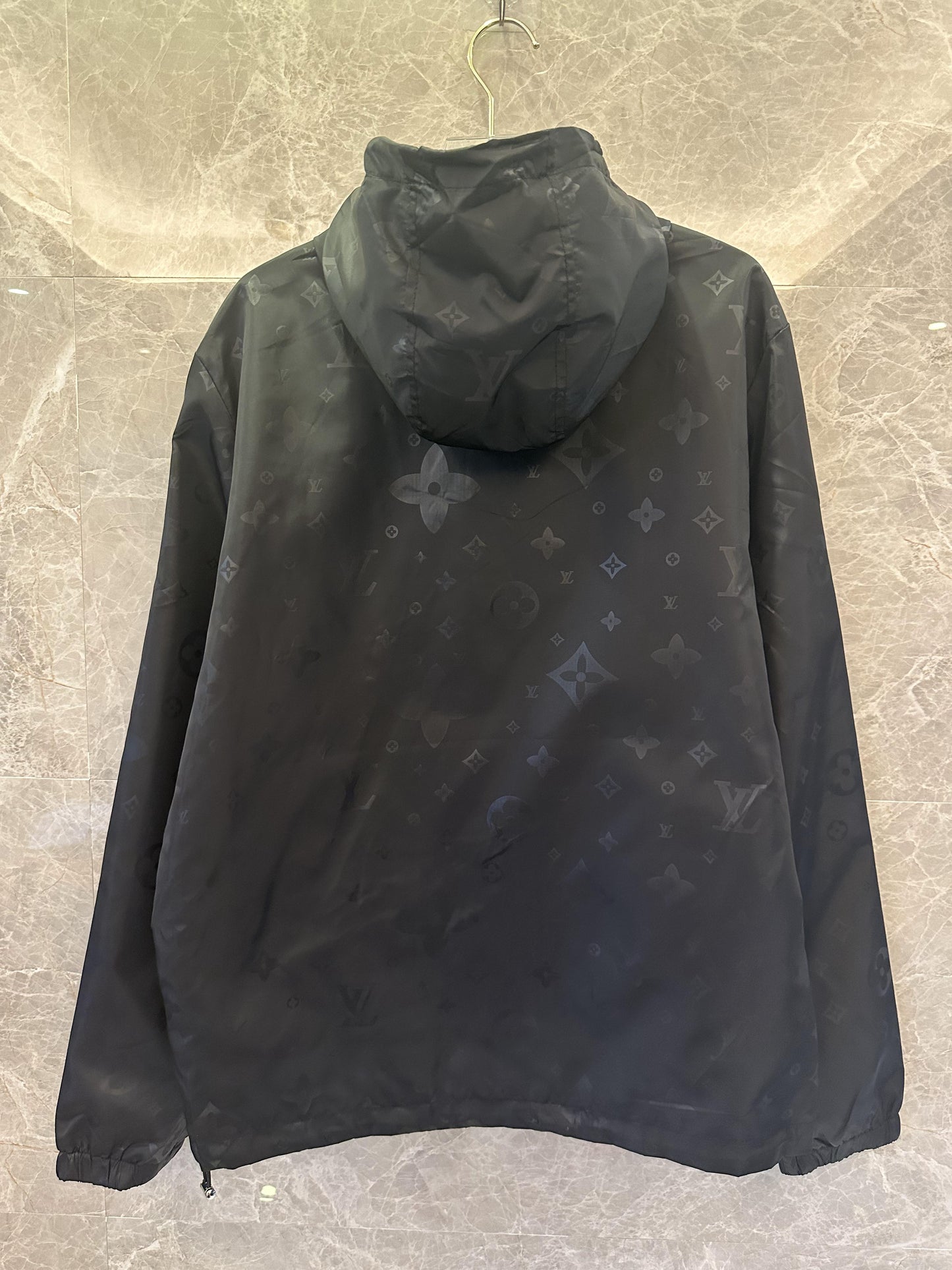 Louis Vuitton monogram black hooded windbreaker