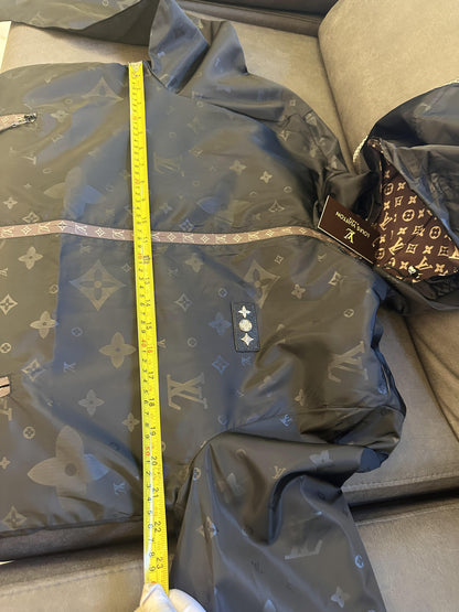 Louis Vuitton monogram black hooded windbreaker