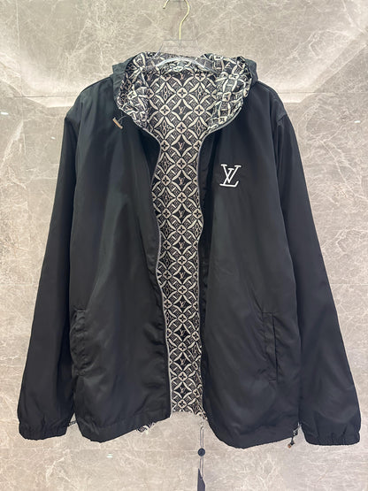 Louis Vuitton reversible monogram hooded jacket - black & monogram Pattern