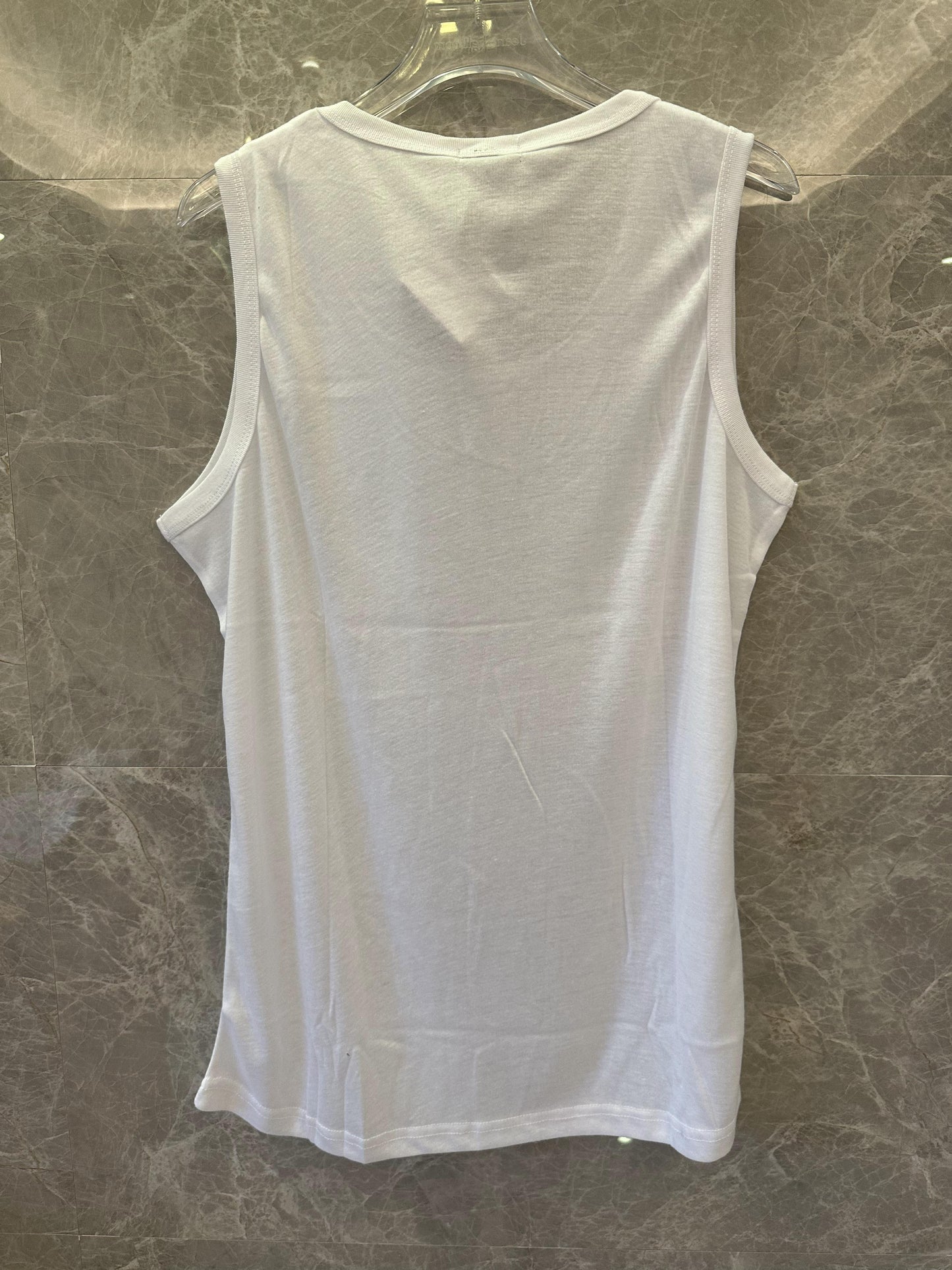 Burberry white tank top with iconic equestrian logo