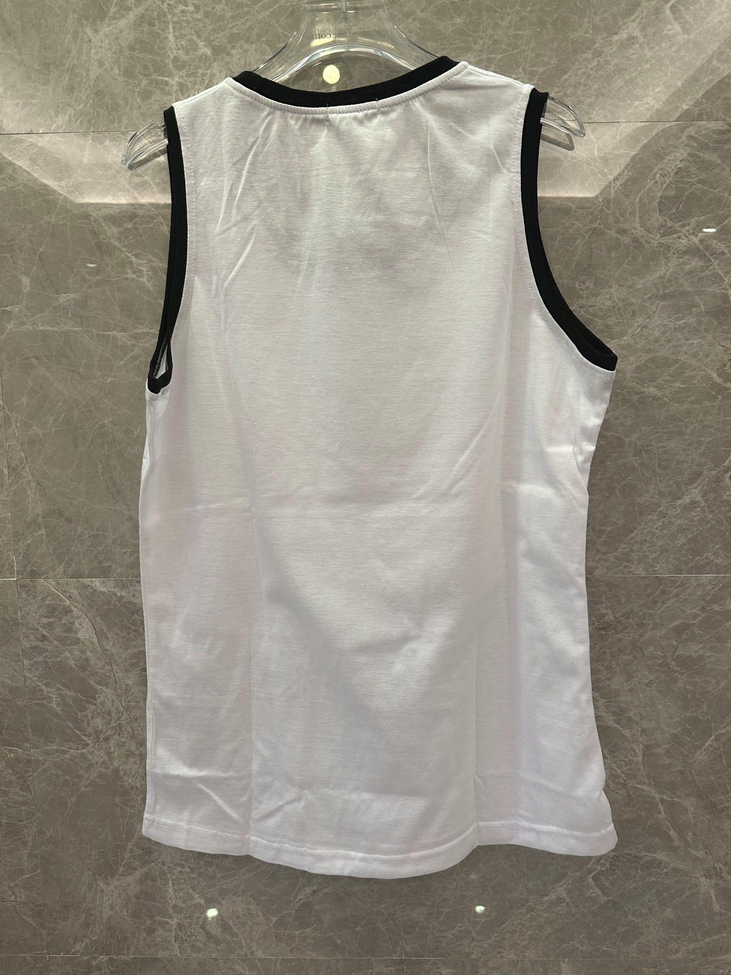 Burberry London white tank top with black trim logo print