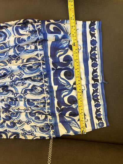 Dolce & Gabbana blue & white majolica print crop top & midi skirt set