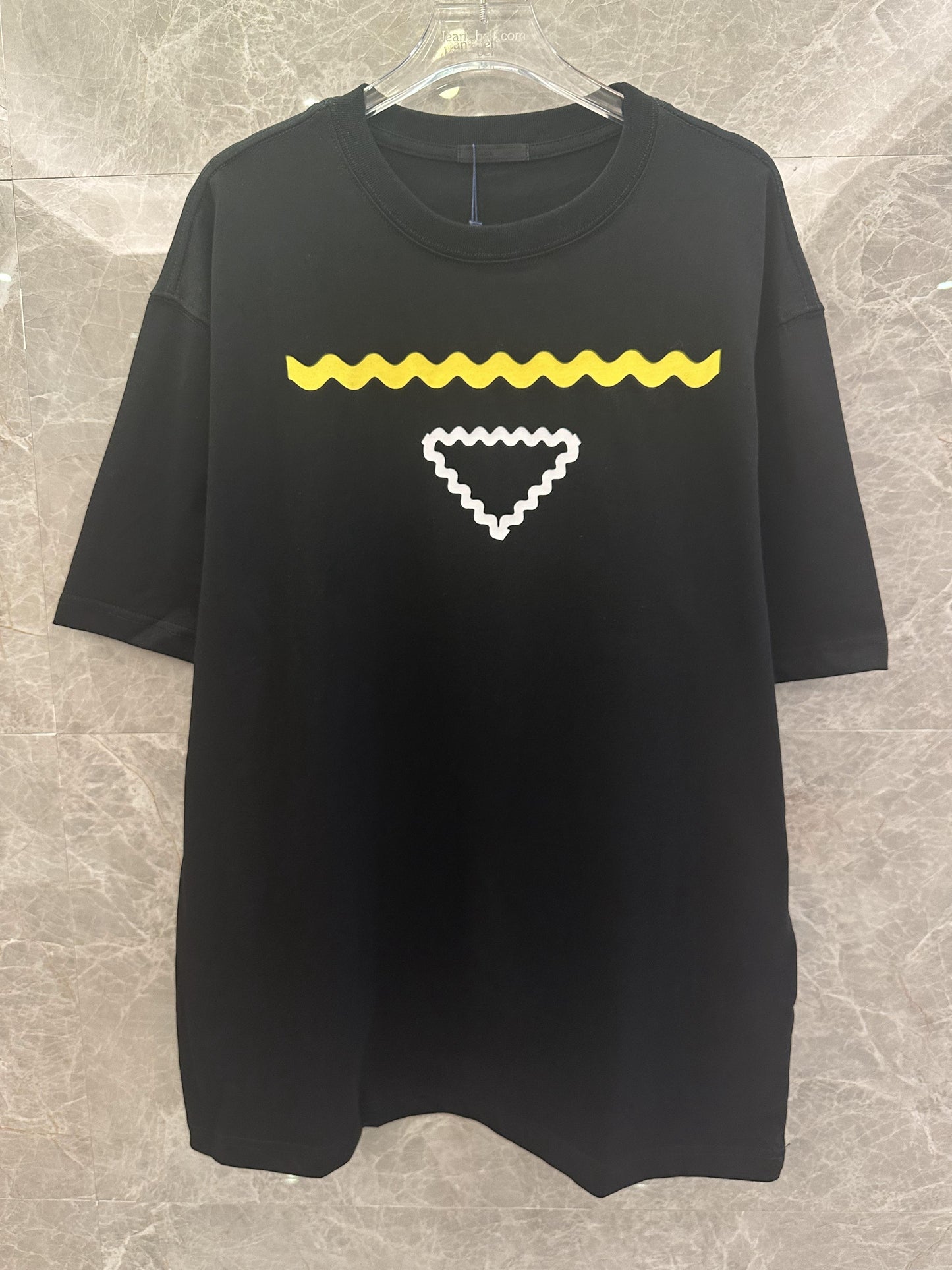 Prada abstract wave print t-shirt - black & white