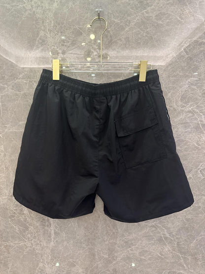 Prada black nylon logo stripe swim shorts