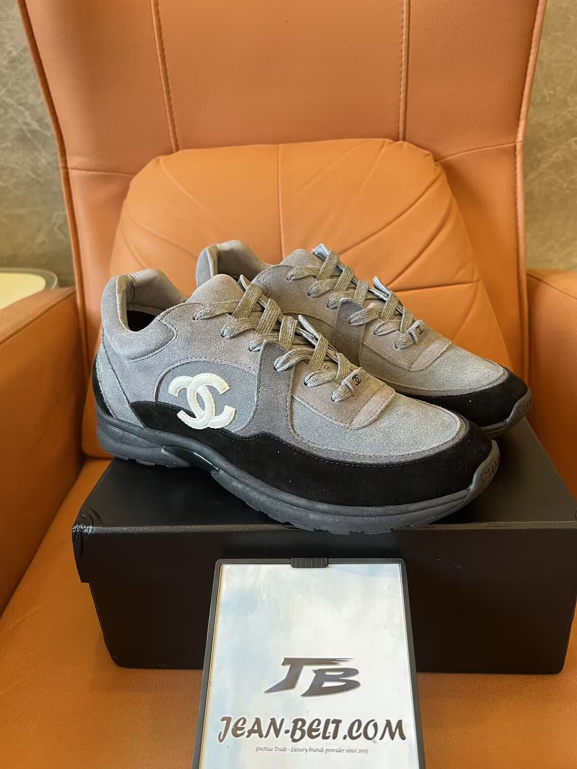 Chanel Tri-Color suede CC lace up low top sneakers