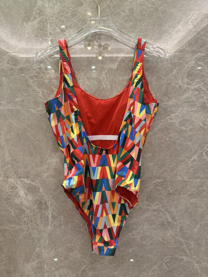 Valentino Colorful Geometric One-Piece Swimsuit