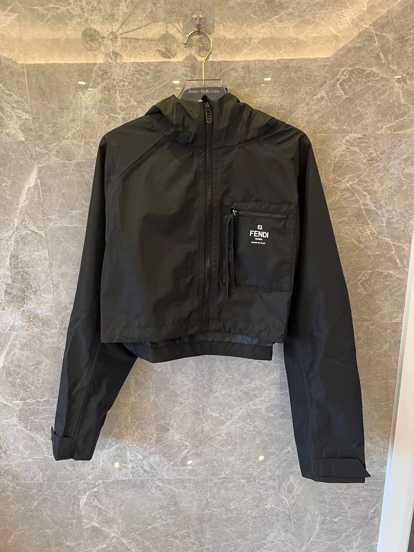 Fendi black nylon hooded jacket