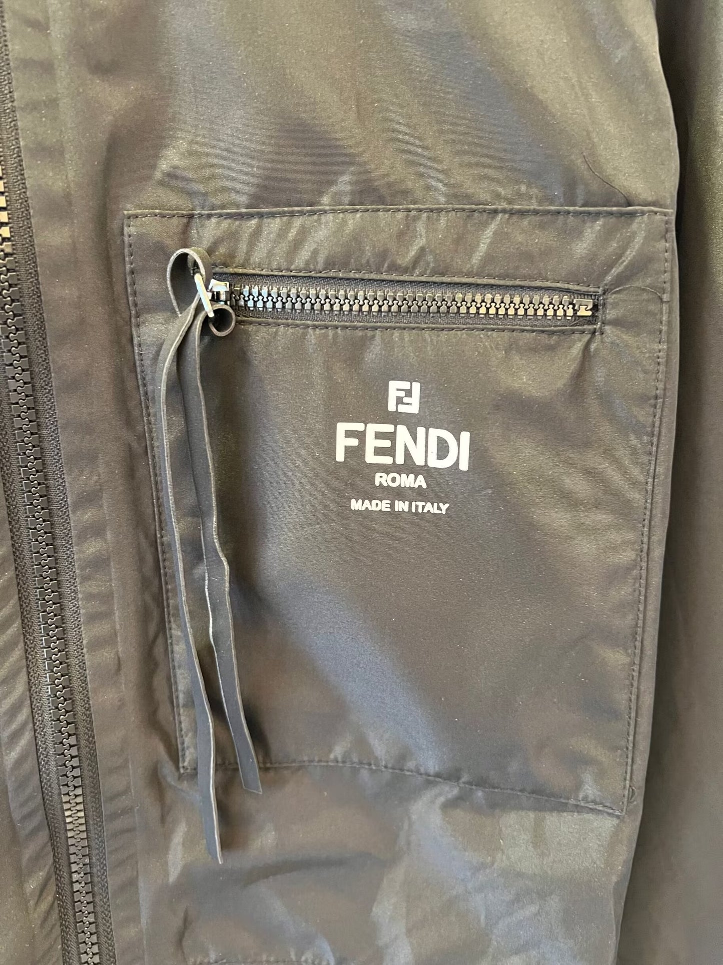 Fendi black nylon hooded jacket