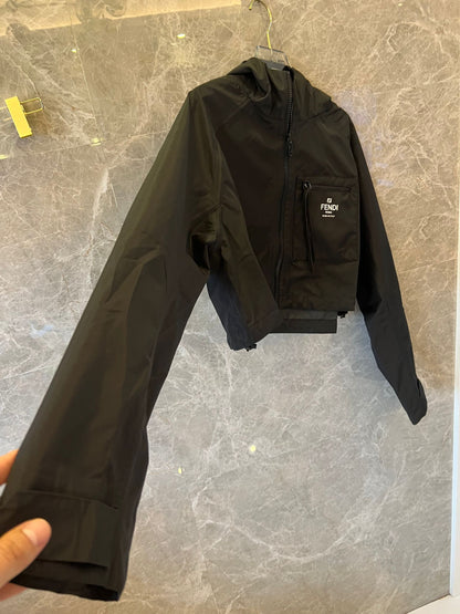 Fendi black nylon hooded jacket