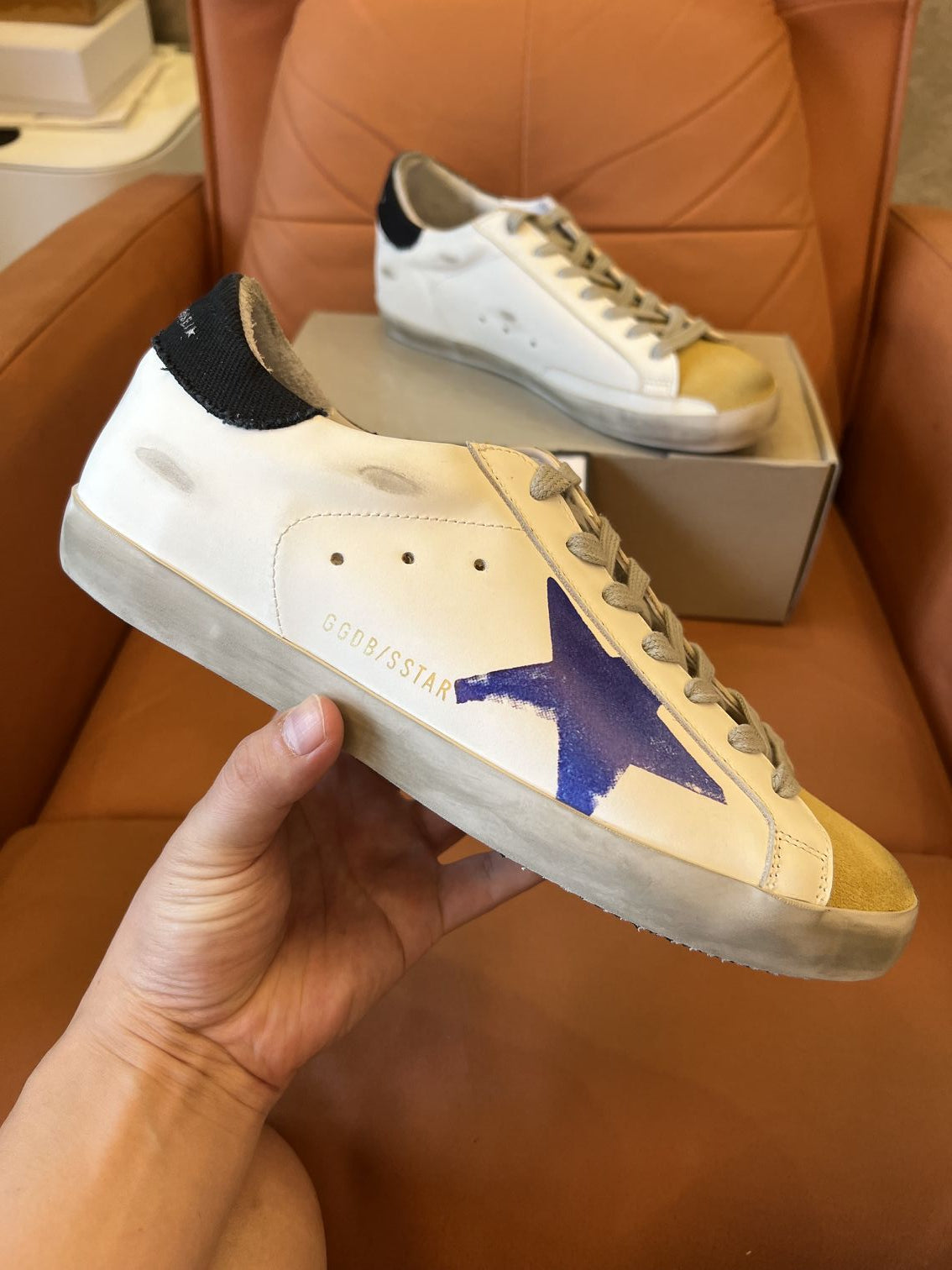 Golden Goose superstar sneakers white blue