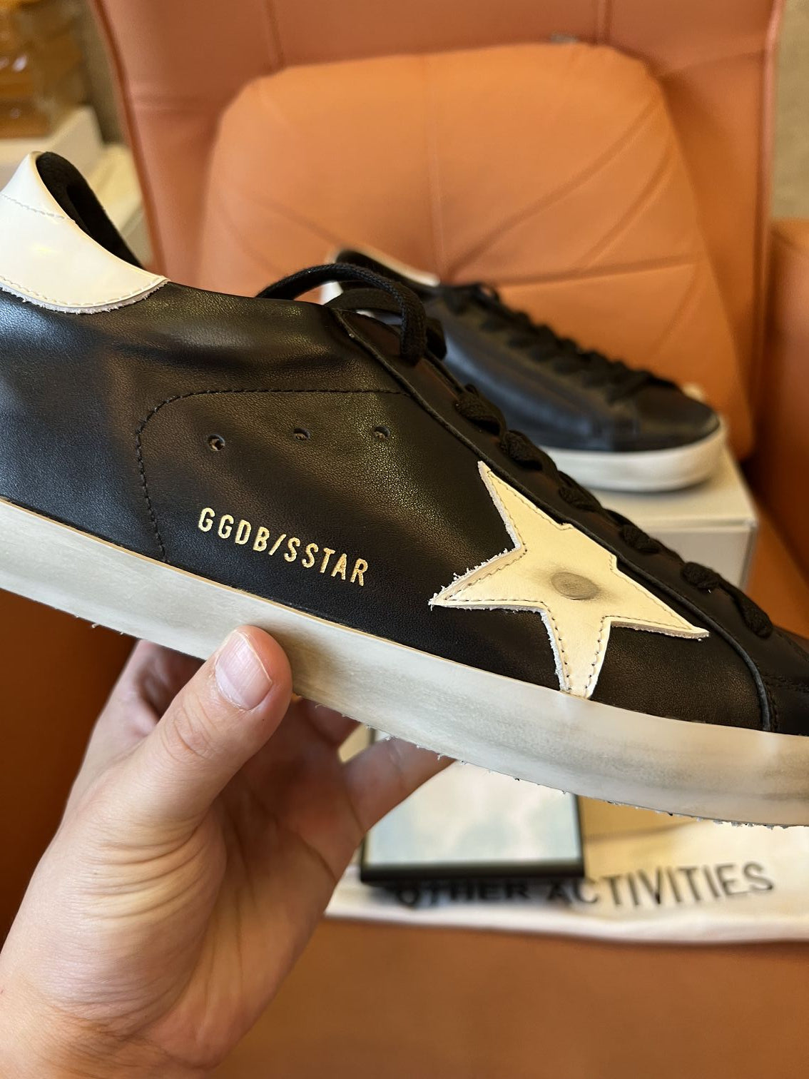 Golden Goose logo patch leather sneakers