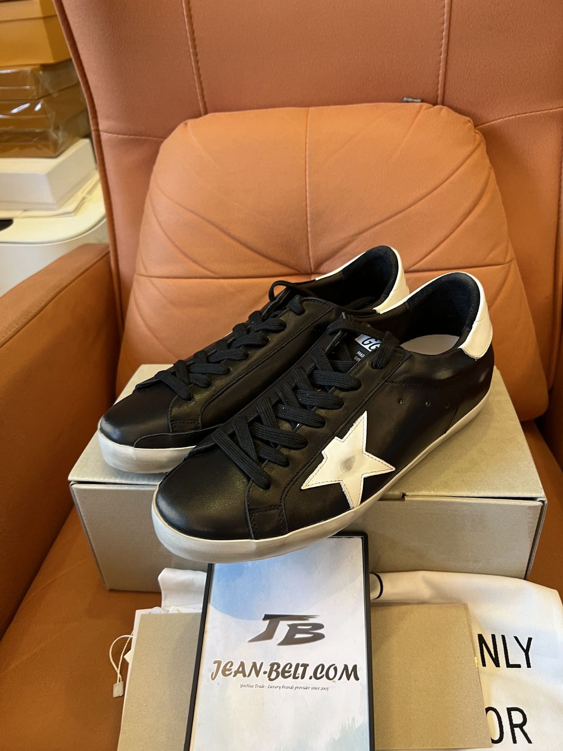 Golden Goose logo patch leather sneakers