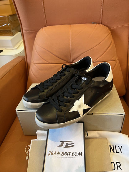 Golden Goose logo patch leather sneakers