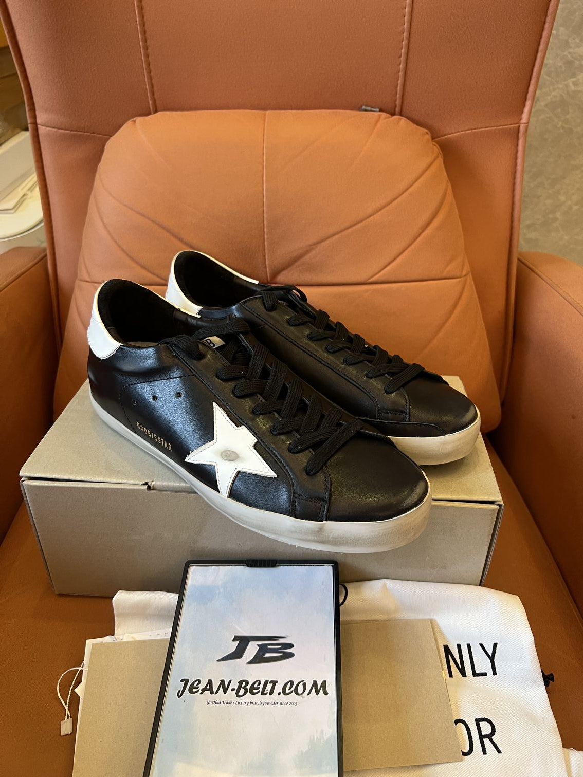 Golden Goose logo patch leather sneakers