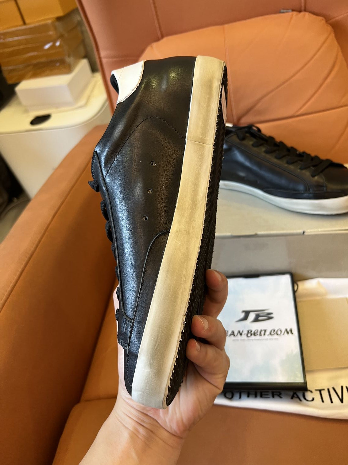 Golden Goose logo patch leather sneakers