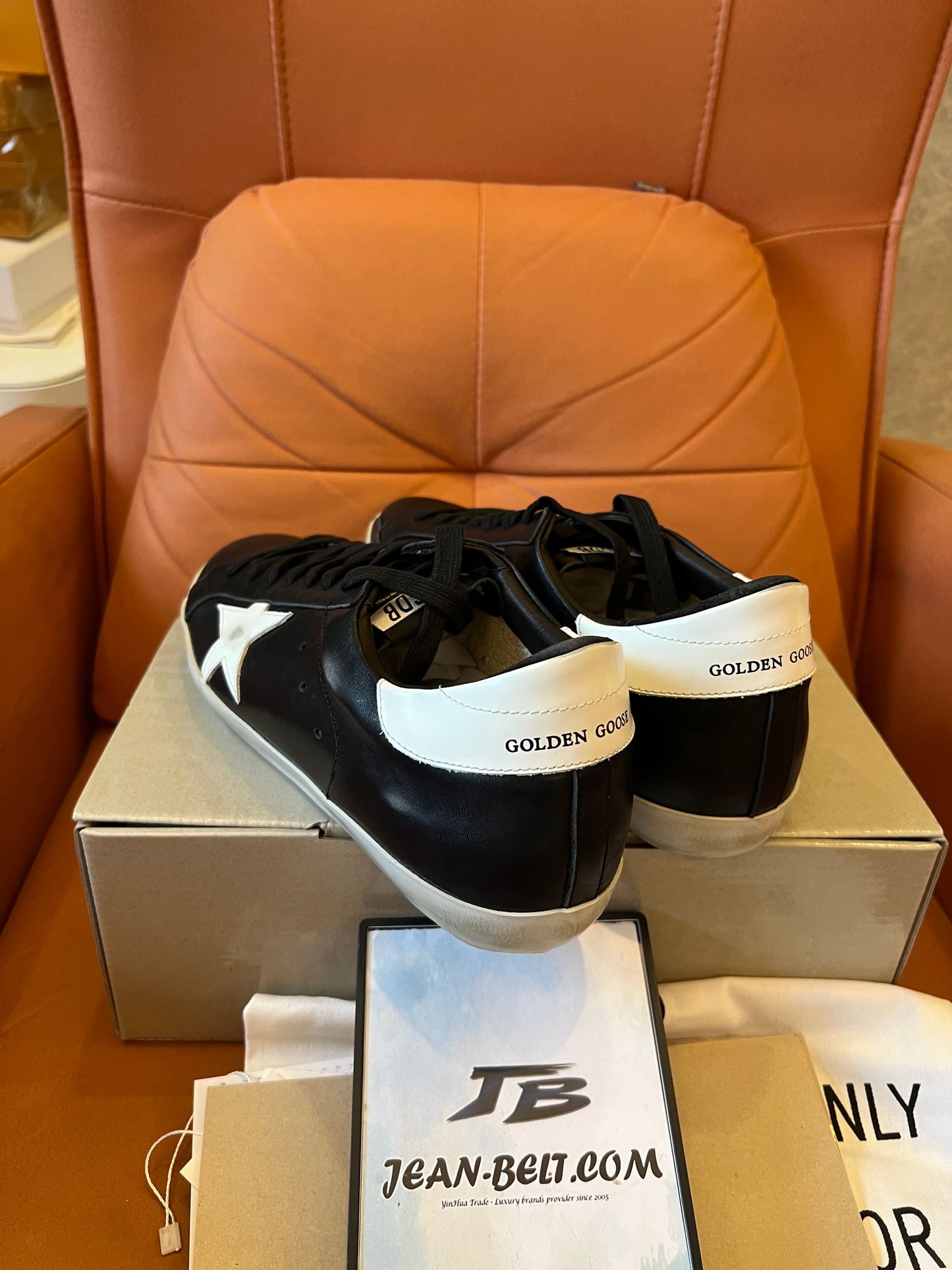 Golden Goose logo patch leather sneakers