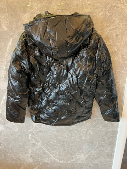 Louis Vuitton black monogram embossed glossy puffer jacket