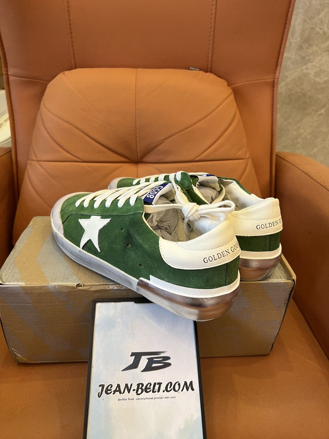 Golden Goose superstar sneakers in green leather