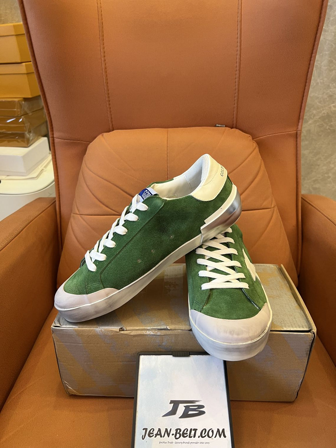 Golden Goose superstar sneakers in green leather