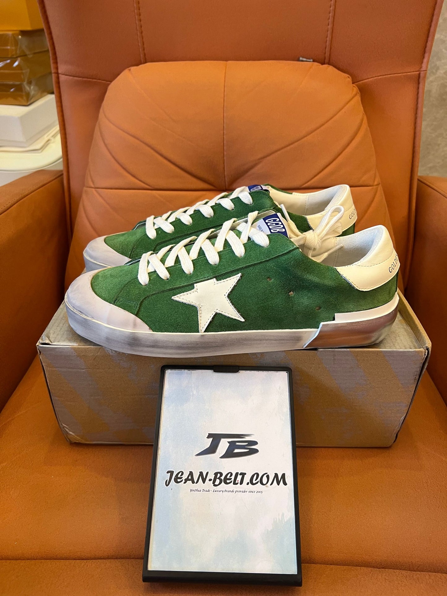 Golden Goose superstar sneakers in green leather