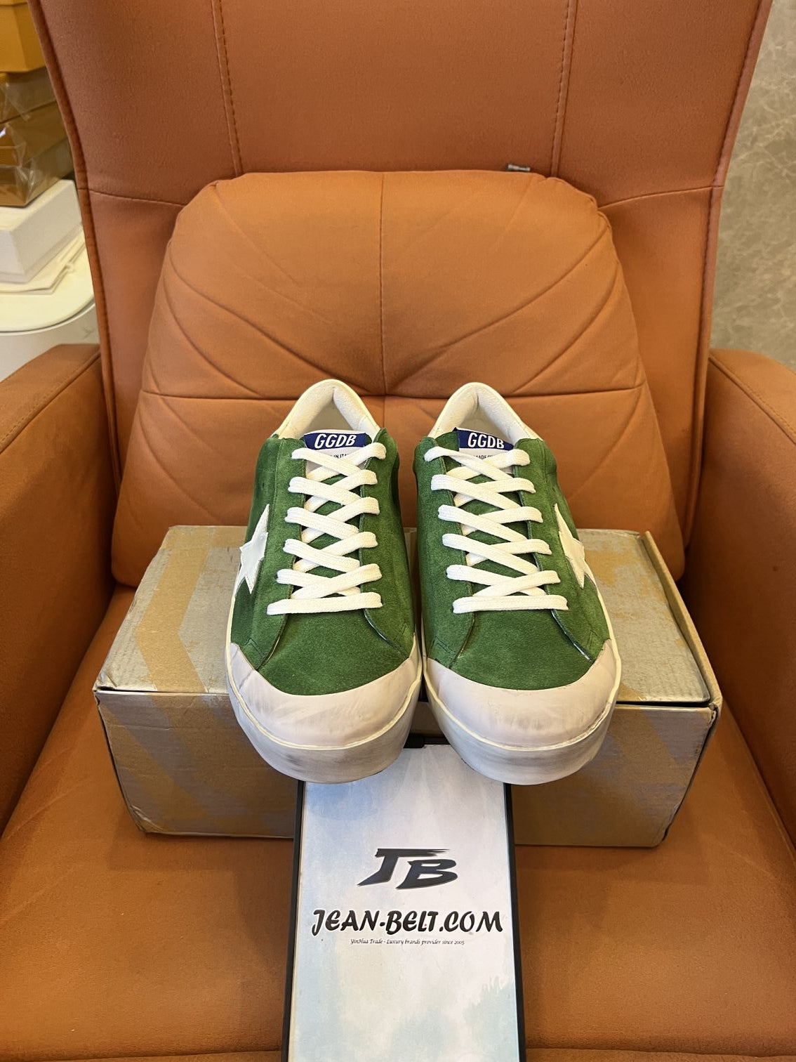 Golden Goose superstar sneakers in green leather