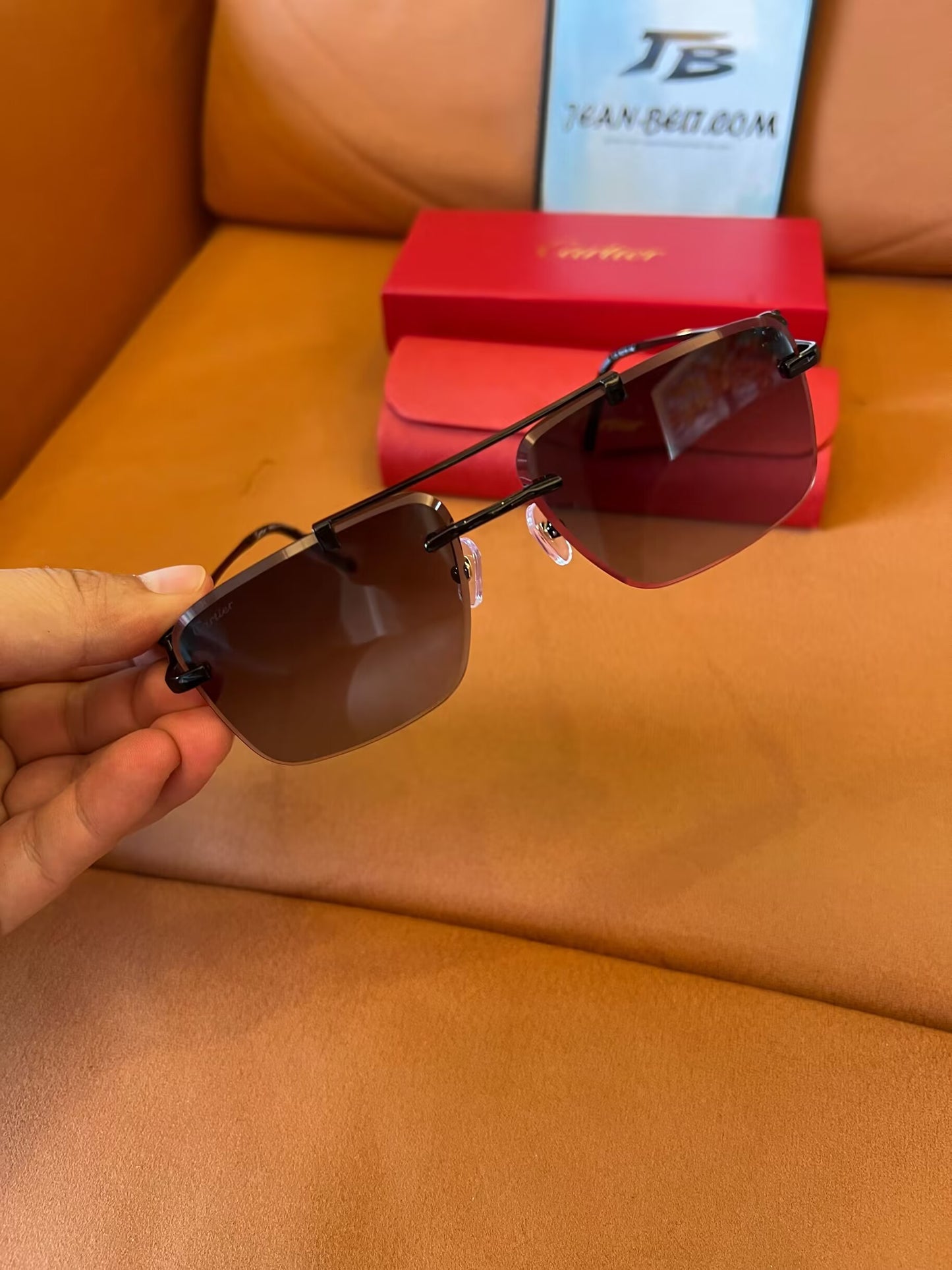 Cartier Rimless Rectangle Sunglasses - Panthère de Cartier Edition