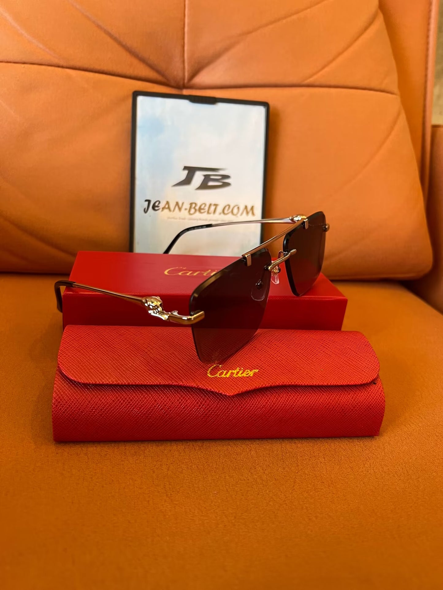 Cartier Rimless Rectangle Sunglasses - Panthère de Cartier Edition