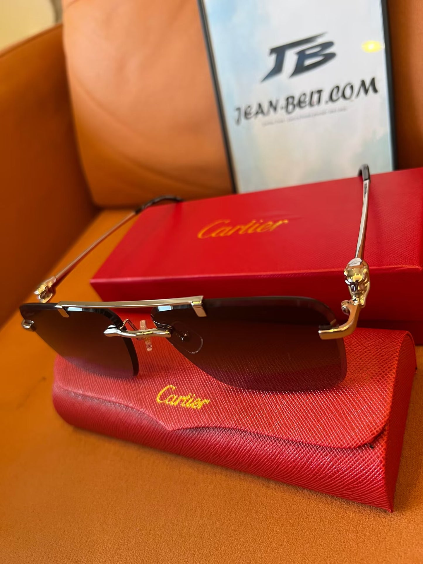 Cartier Rimless Rectangle Sunglasses - Panthère de Cartier Edition