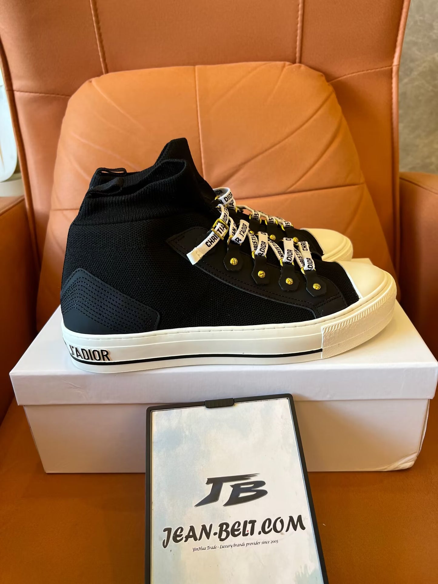 Dior Technical knit and leather Walk'n'Dior high top sneakers