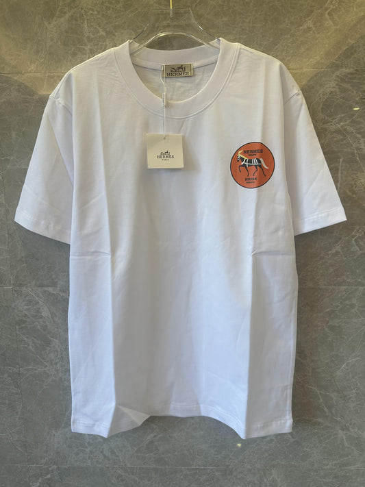 Hermès white t-shirt with iconic logo patch