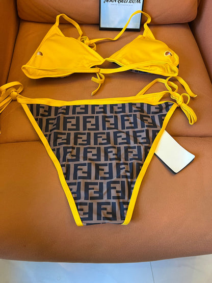 Fendi monogram yellow bikini set