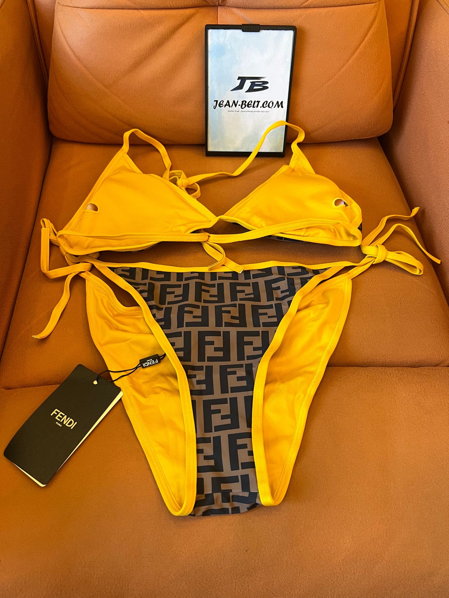 Fendi monogram yellow bikini set