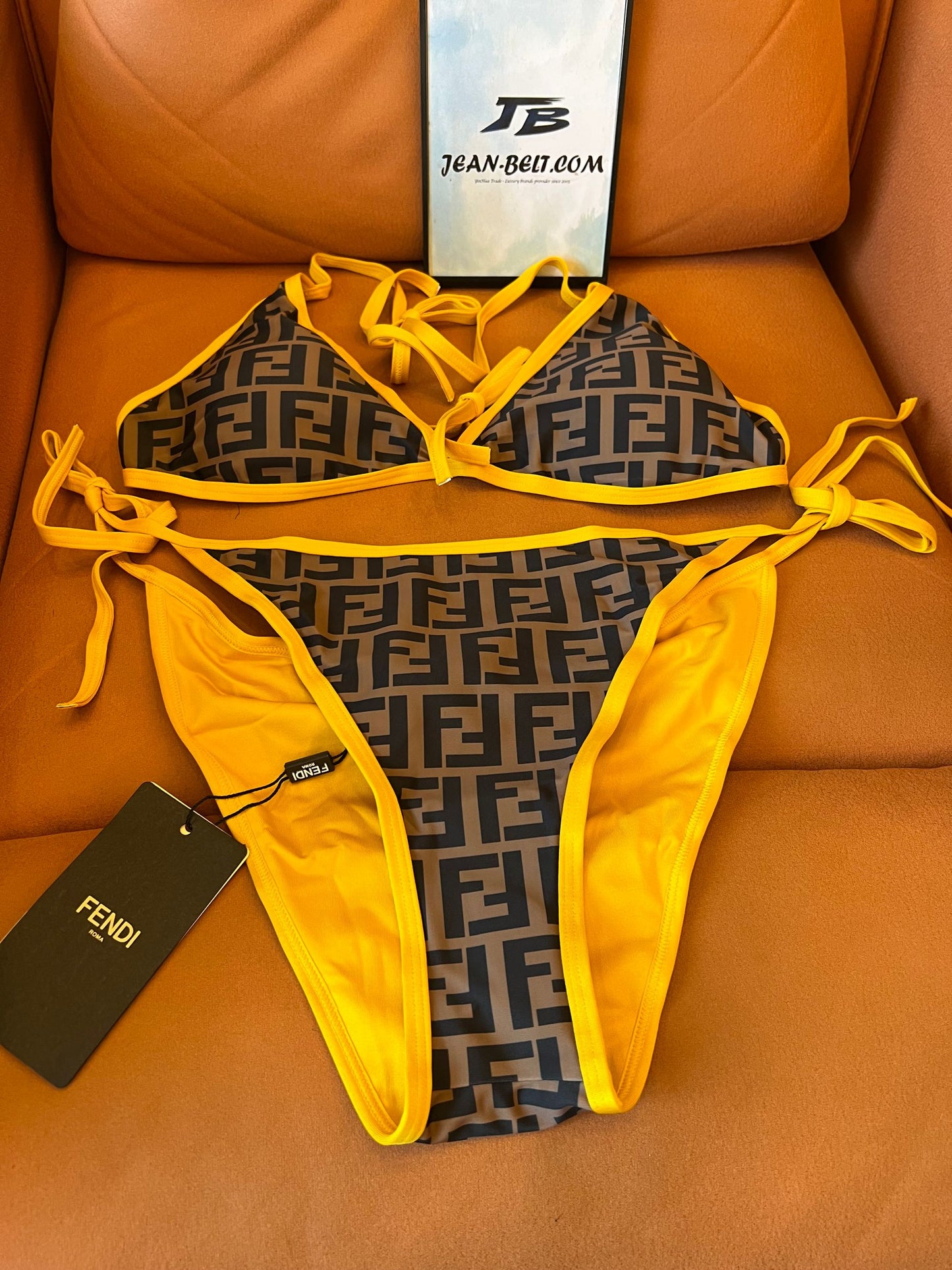 Fendi monogram yellow bikini set