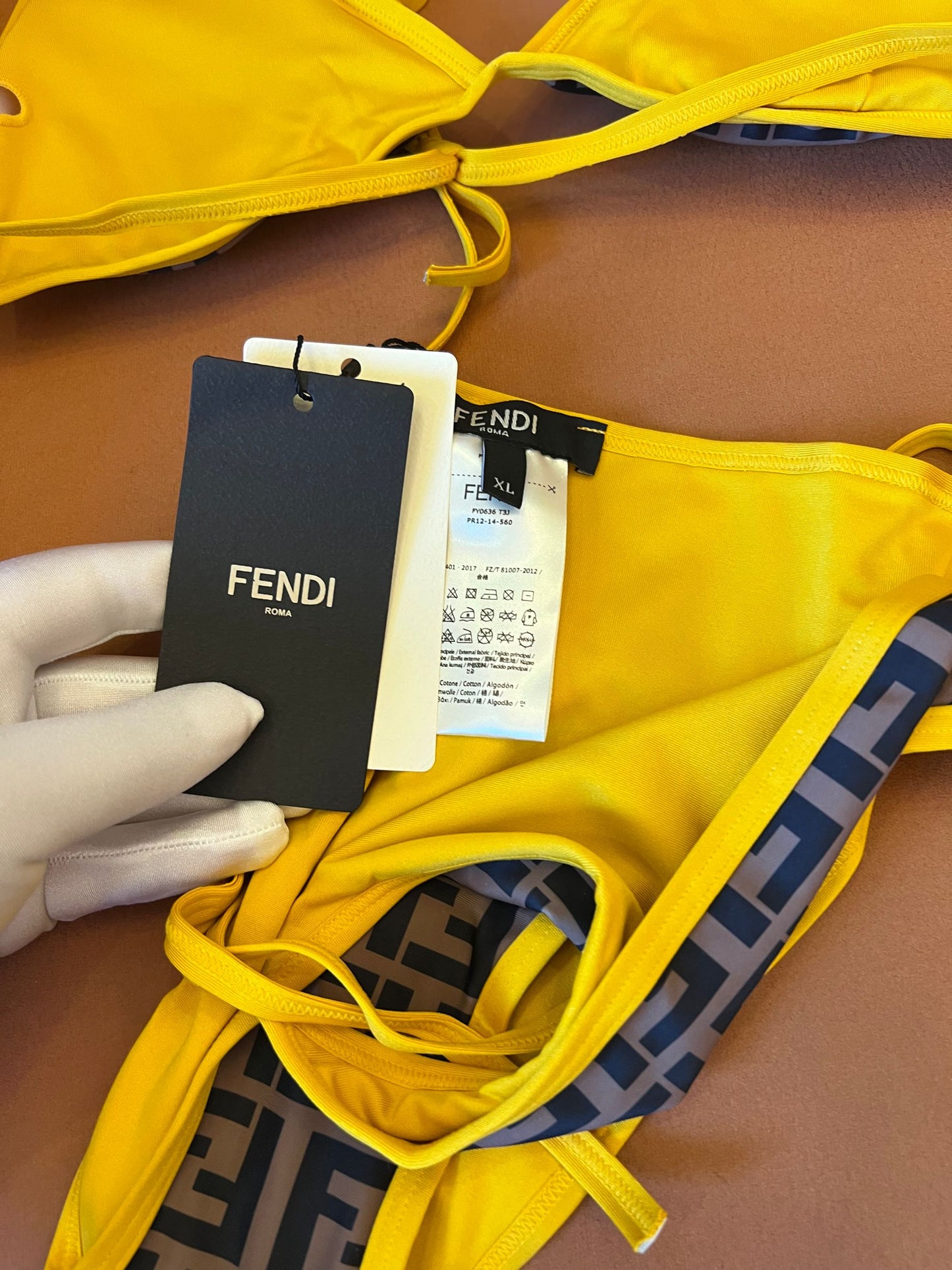 Fendi monogram yellow bikini set