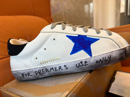 Golden Goose superstar leather low trainers printed blue star