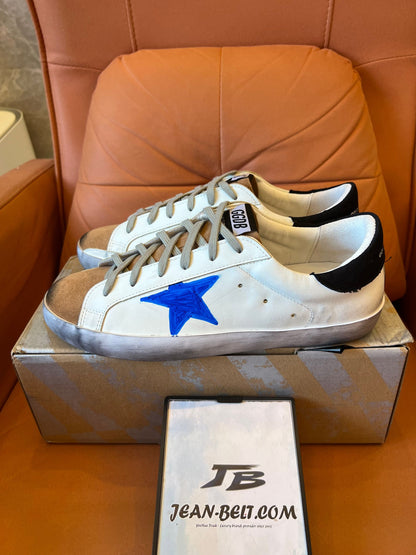 Golden Goose superstar leather low trainers printed blue star