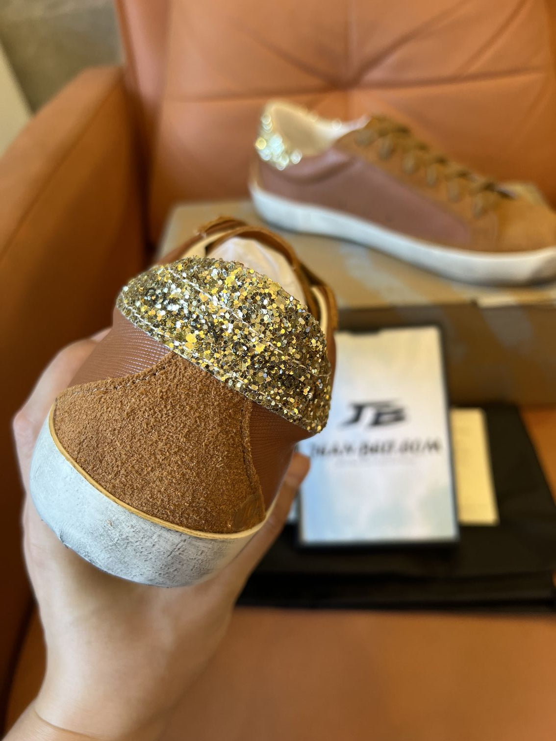 Golden Goose Superstar mixed leather low-top trainers in taupe