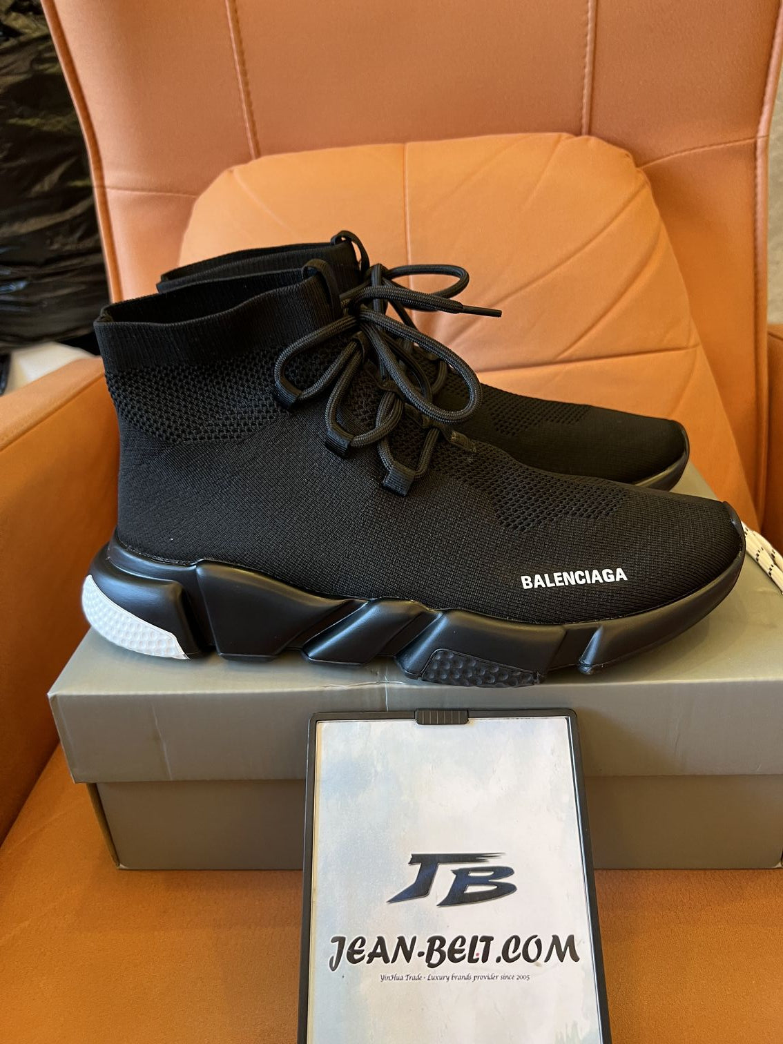 Balenciaga speed lace up knit black sneakers