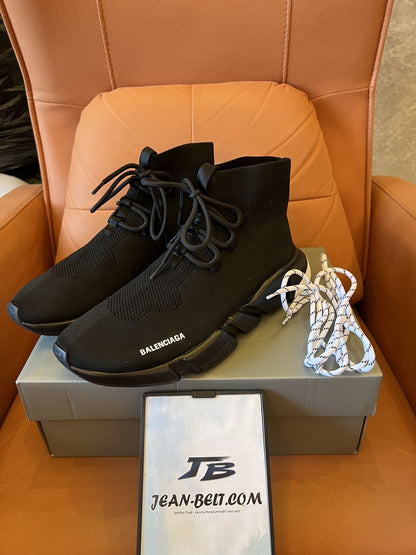 Balenciaga speed lace up knit black sneakers