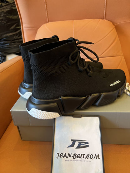 Balenciaga speed lace up knit black sneakers