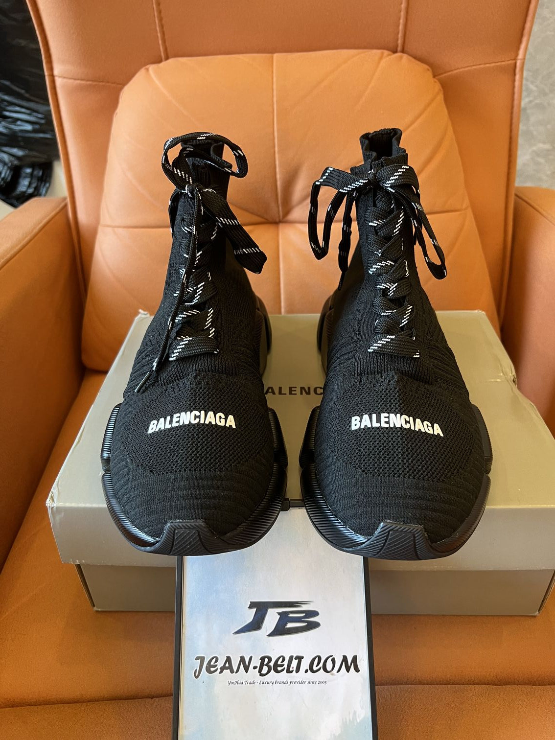 Balenciaga Speed 2.0 lace up black sole stretch knit trainers black