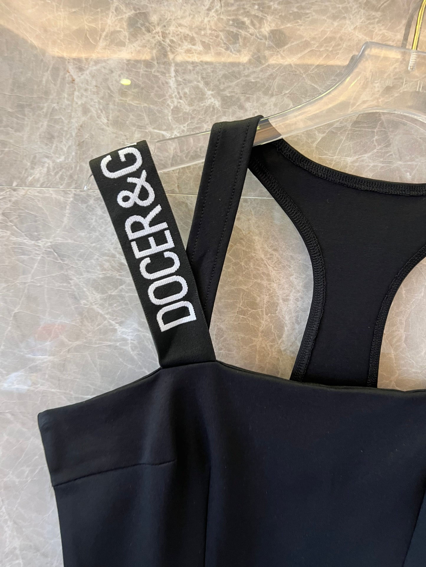 Dolce & Gabbana black mini dress with logo straps