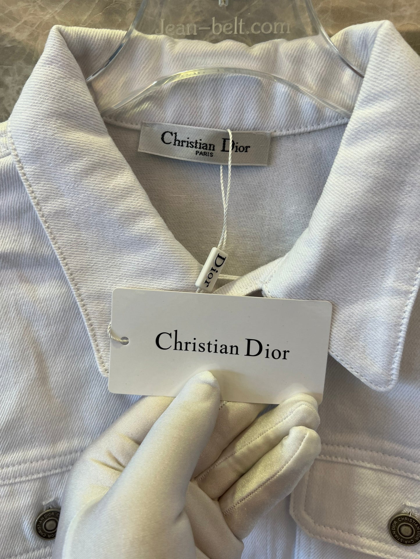 Christian Dior white denim jacket with garden motif embroidery