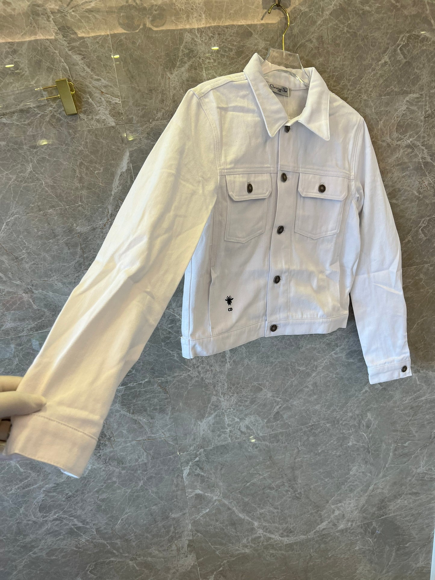 Christian Dior white denim jacket with garden motif embroidery