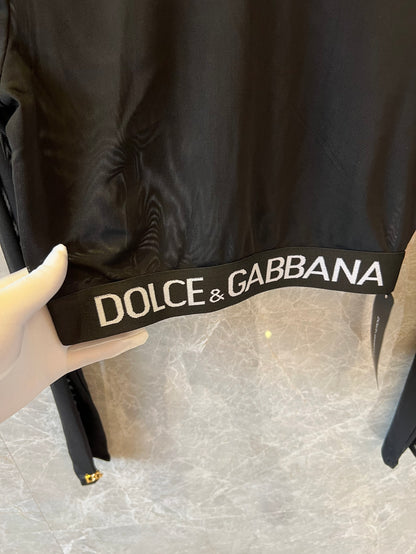 Dolce & Gabbana black logo waistband crop top and skirt set