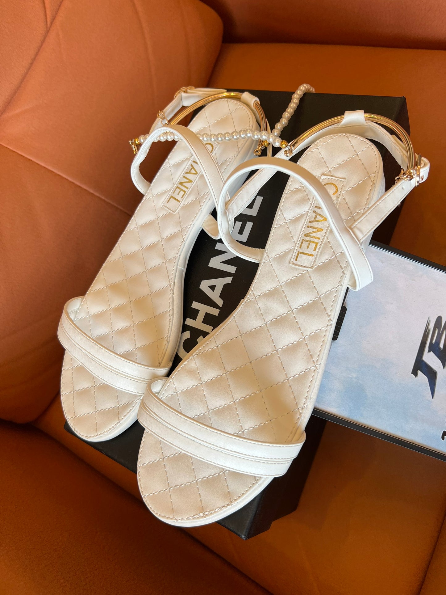 Chanel summer leather sandals white